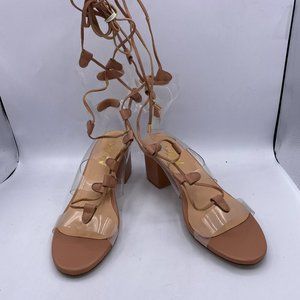 YDN Nude Open Toe Gladiator Chunky Sandals Sexy